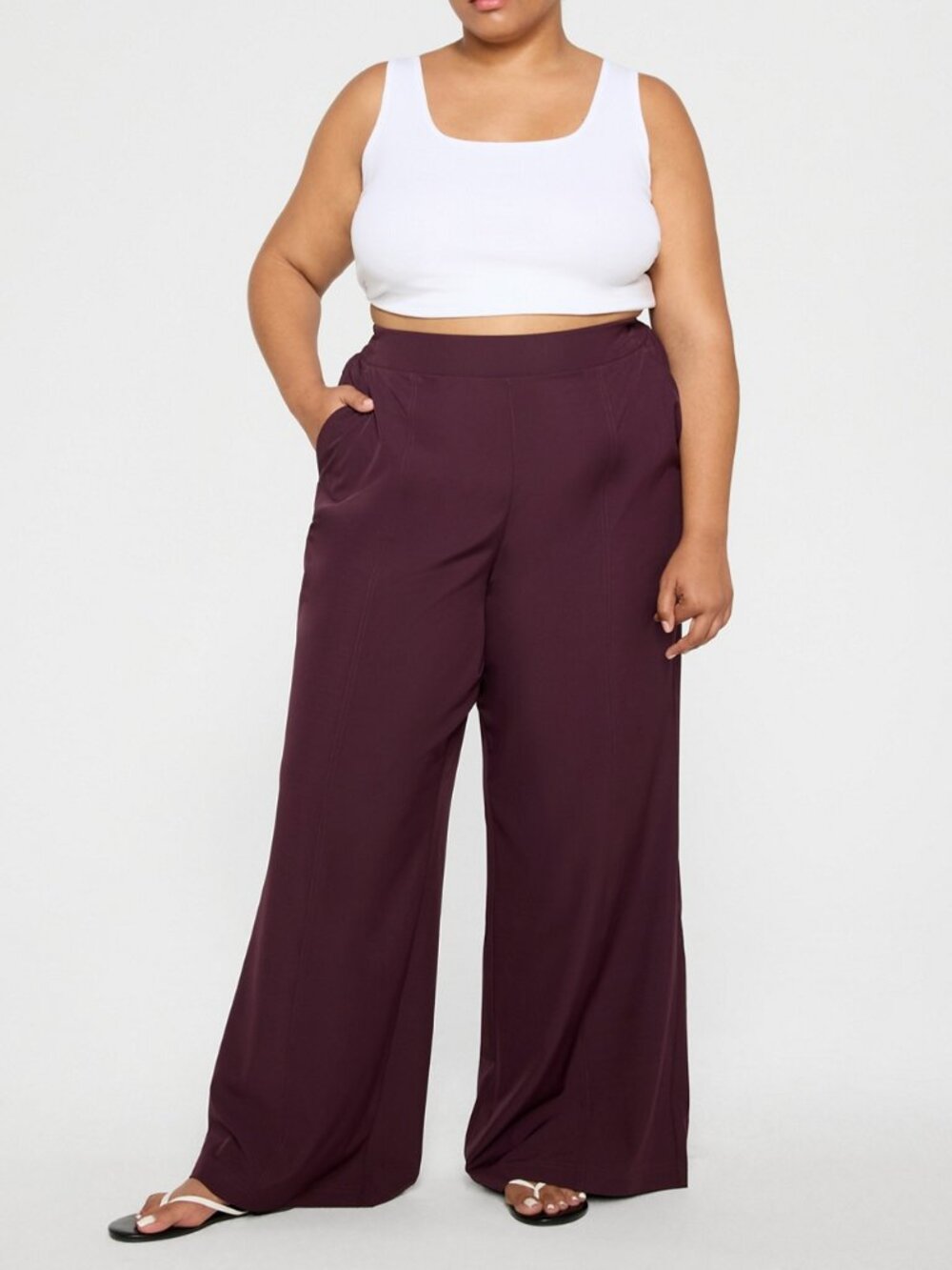 Fabletics Downtown Wide Leg Pant - Oxblood - Large Tall (NWOT)